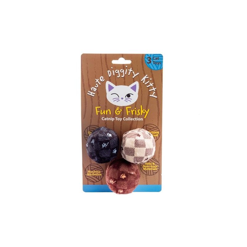 Haute Diggity Kitty by Haute Diggity Dog KV Balls (Checker) Crinkle Cat Toy with Catnip