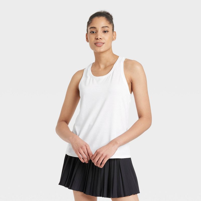 Women's Beyond Ease Racerback Tank Top - All In Motion™ White L: Moisture Wicking, Quick Drying