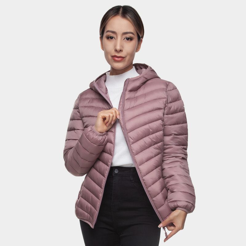 Rokka&Rolla Women's Light Packable Puffer Jacket-Mauve, size Medium