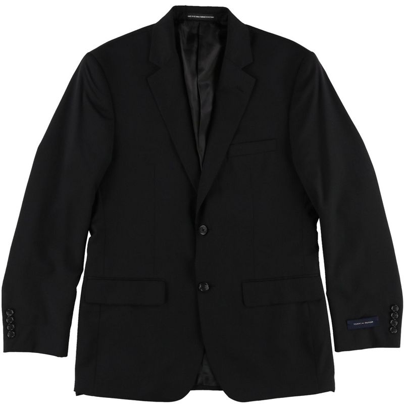 Tommy Hilfiger Mens Classic Two Button Blazer Jacket, black, 38 Regular