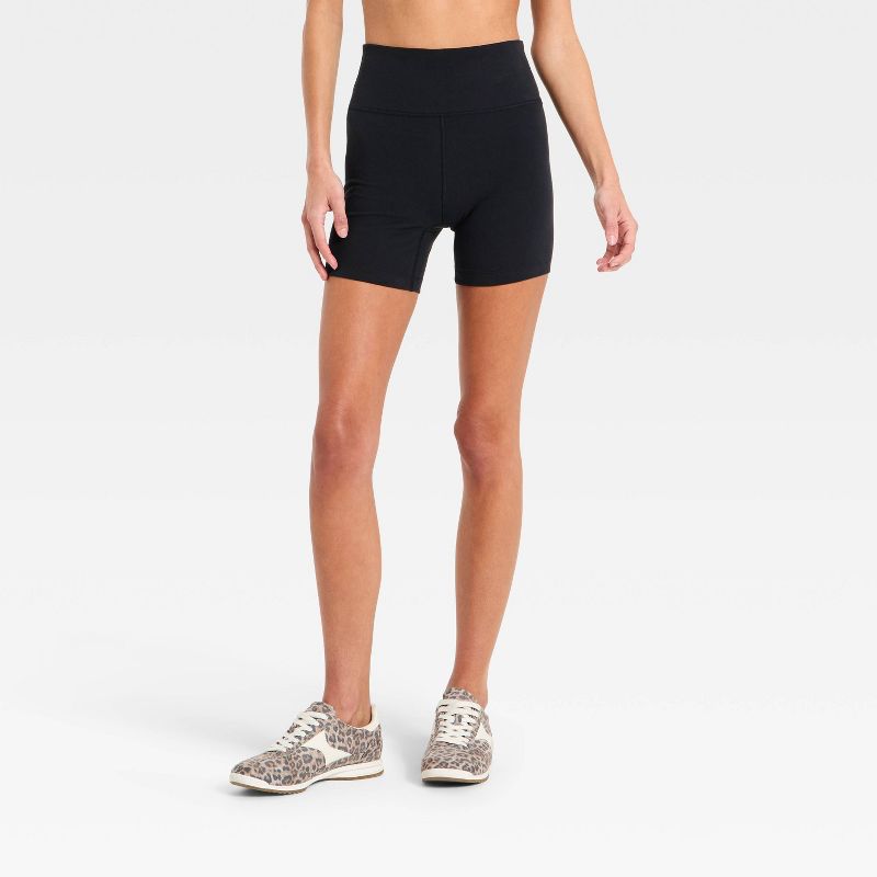 Women's High-Rise Cotton Balance Cotton Spandex Blend Bike Shorts 5" - All In Motion™ Black S