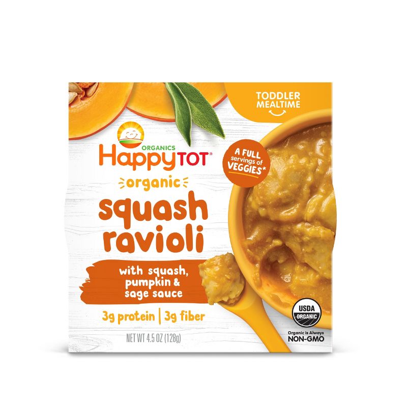 Happy Tot Organic Squash Ravioli with Squash, Pumpkin & Sage Sauce Toddler Food Bowl - 4.5oz