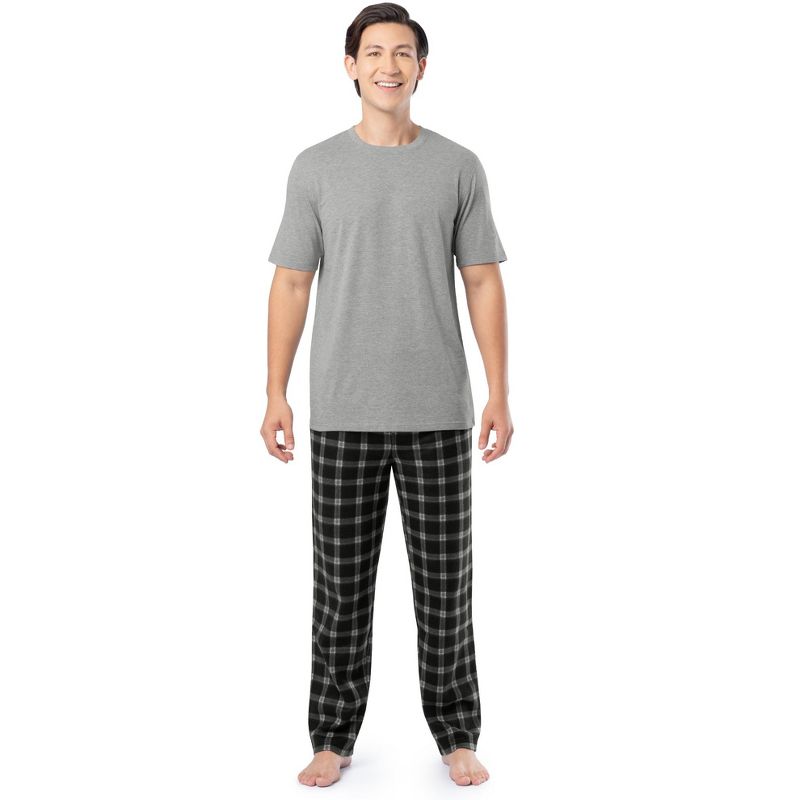 Fruit of the Loom Men’s Fleece Sleep Pant Set, 2-Piece Shirt and Pants