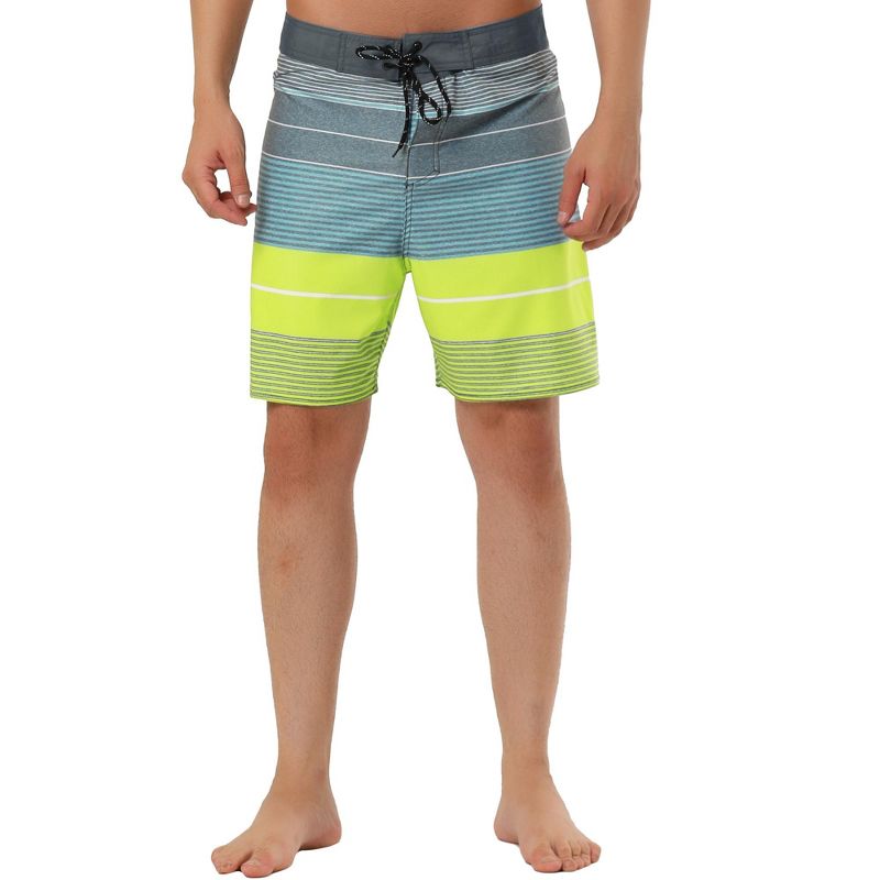 TATT 21 Men's Summer Casual Drawstring Waist Color Block Board Shorts Multicolored 32