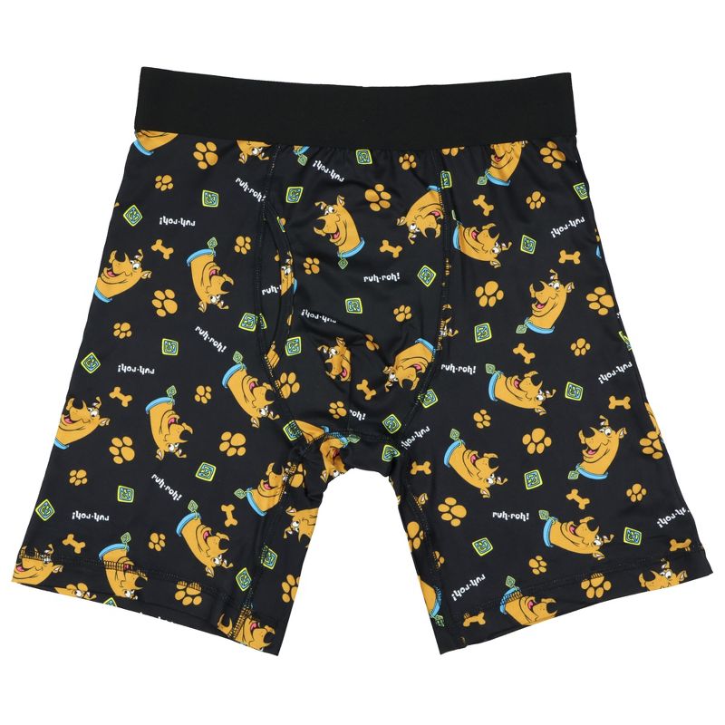 Intimo Scooby-Doo Boxer Briefs Men's Ruh-Roh Paw Print Bone Underwear (S) Black