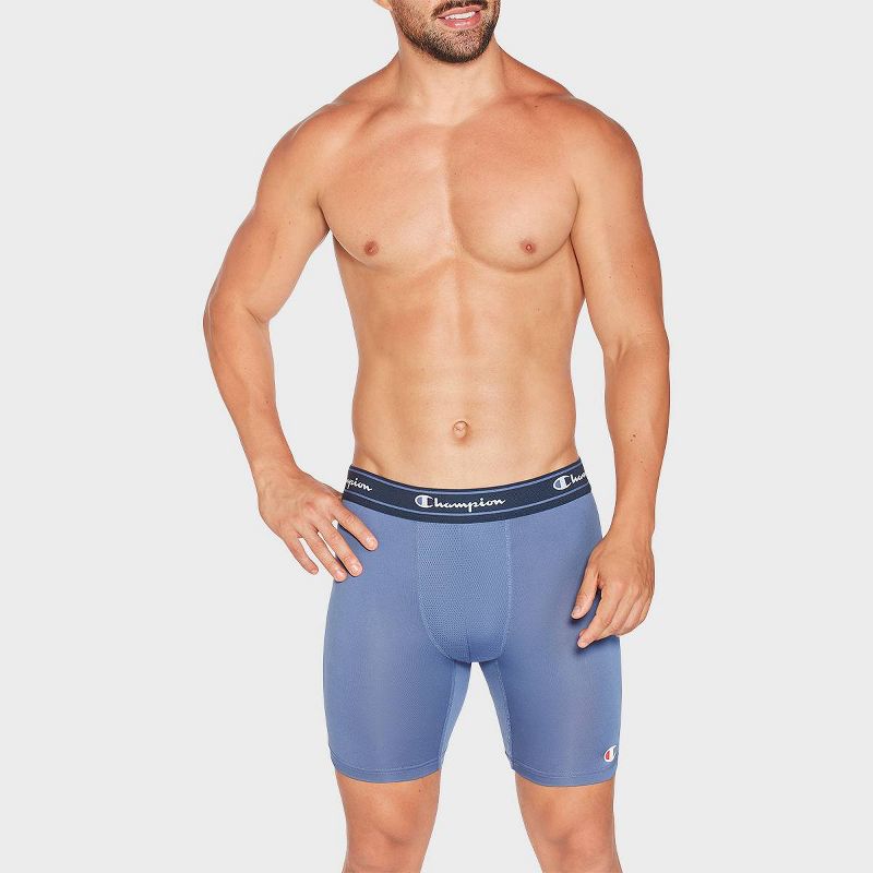 Champion Men's Active Performance 5pk Breathable Mid-Leg Boxer Briefs -Black/Red/Gray/Blue S