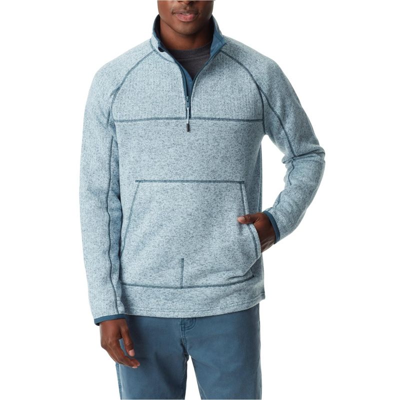 BASS OUTDOOR Mens Quarter Zip Pullover Sweater, ltpasblue, Small