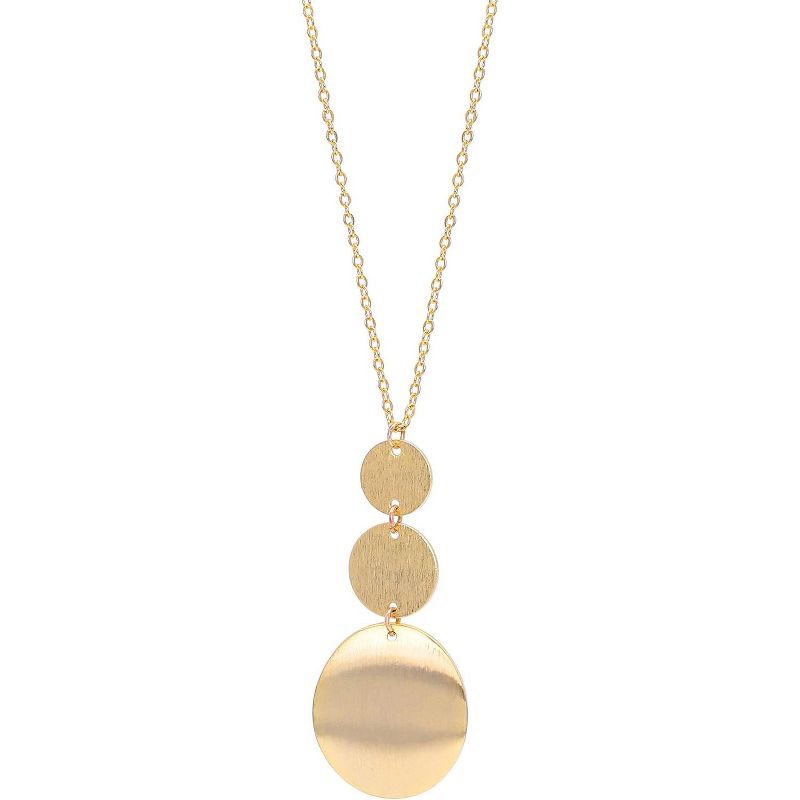 Summit Adventure Long Disc Pendant Necklace for Women 18K Gold Plated Sweater Chain Fashion Jewelry