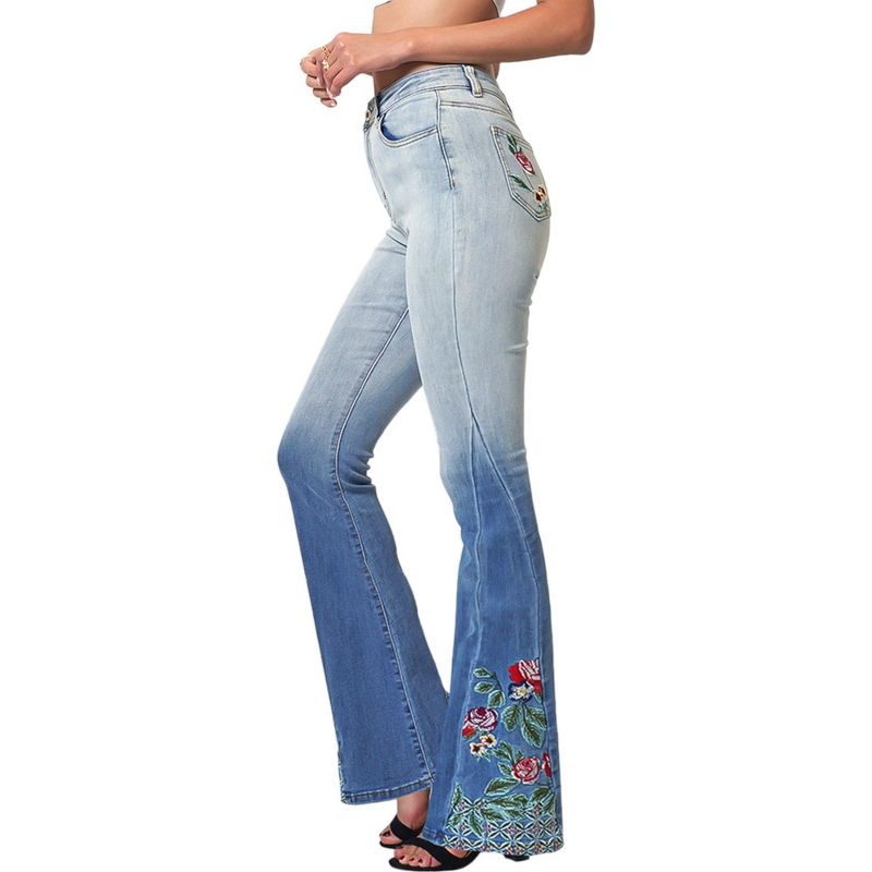 Anna-Kaci Women's Classic Retro High Waist Long Denim Bell Bottom Jeans - Small,Light Denim