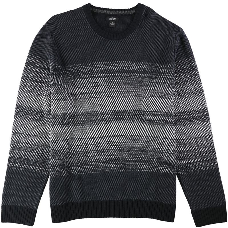 Alfani Mens Ombre' Stripe Pullover Sweater, deepblack, X-Large