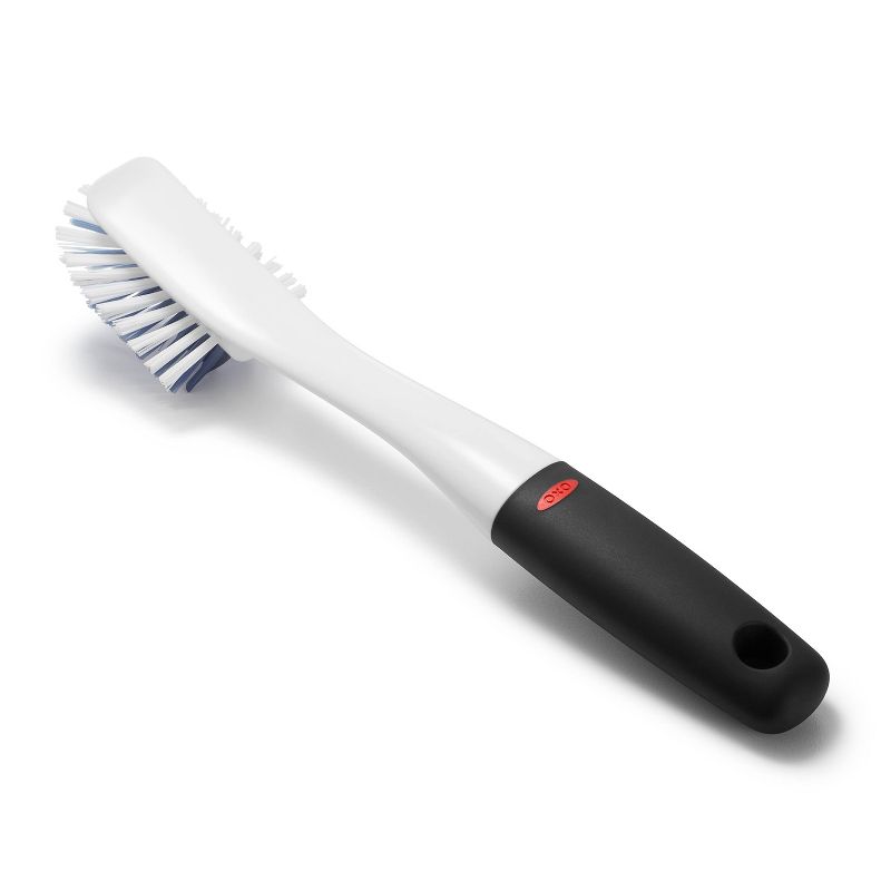 OXO Dish Brush: Nylon Kitchen Scrubber, Reusable Cleaning Tool, White, 11" Height