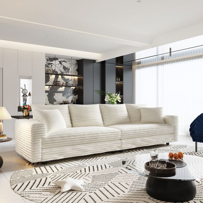 MYINDA 102.4 " Plush Corduroy 4-Seat Sofa,Modern Upholstered Cloud Couch,Convertible Deep Seat Sofa Lounge Chair for Living Room