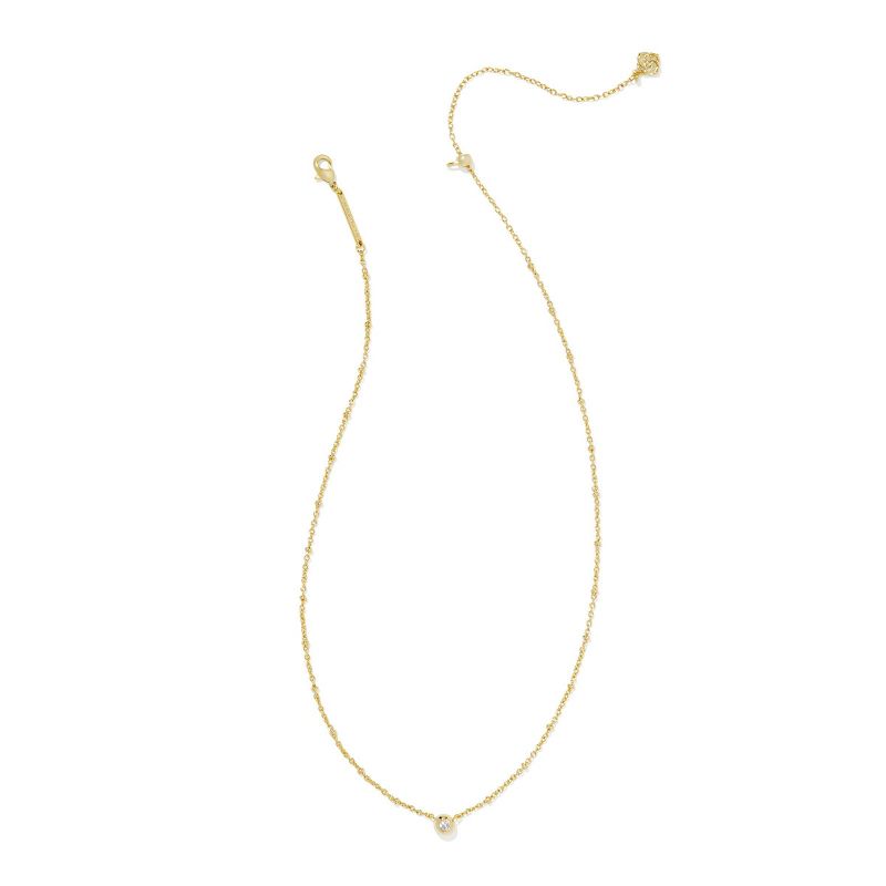 Kendra Scott Mady Cubic Zirconia Pendant Necklace - Gold: 14K Gold Over Brass, Lobster Claw Clasp, 19" Length