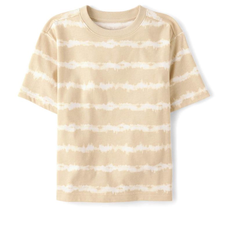 The Children's Place Boys Short Sleeve Tie Dye Striped Tee Tan XS (4)