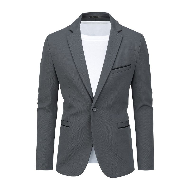 Cloudstyle Men's Suit Jacket One Button Slim Fit Sport Coat Business Daily Blazer Grey XL