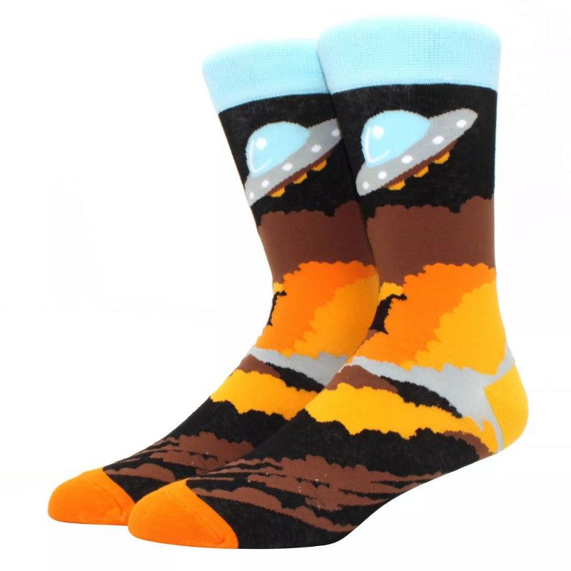 Alien UFO over Mars Socks from Sock Panda (Men's Sizes, Adult Large)