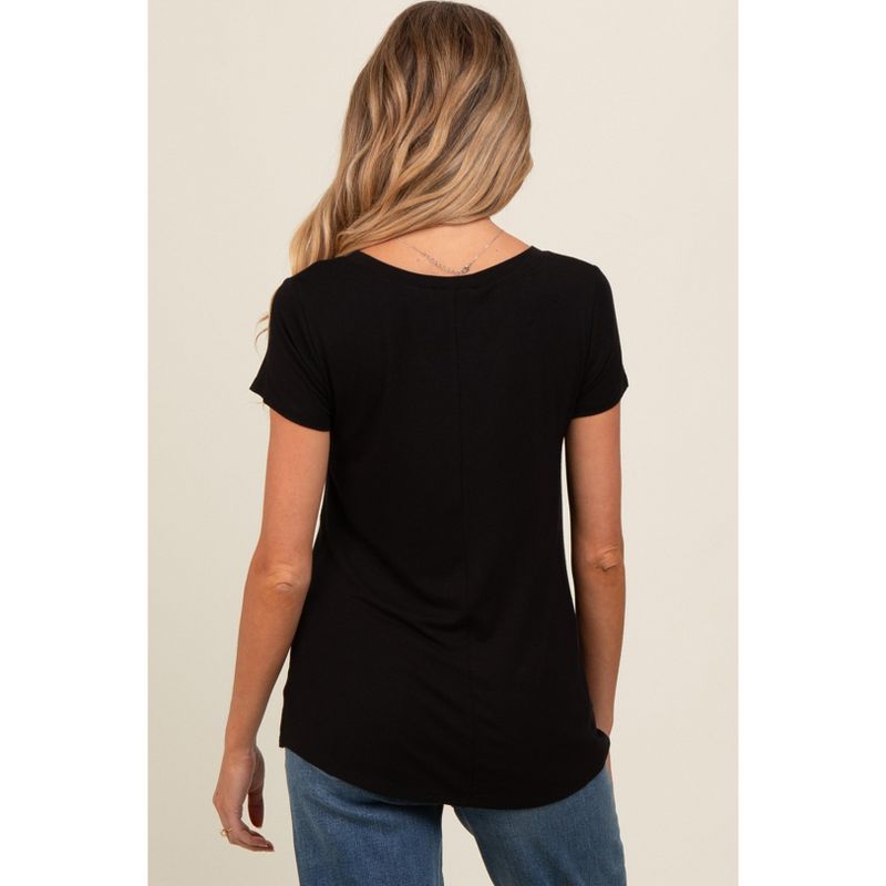 PinkBlush Black Basic V-Neck Short Sleeve Maternity Top Black Small