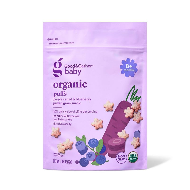 Organic Puffs Baby Snacks - Carrot Blueberry - 1.48oz - Good & Gather™