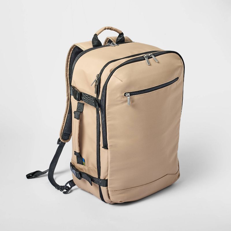 35L Travel Backpack Beige - Open Story™️: College Book Bag, 17" Laptop Ready
