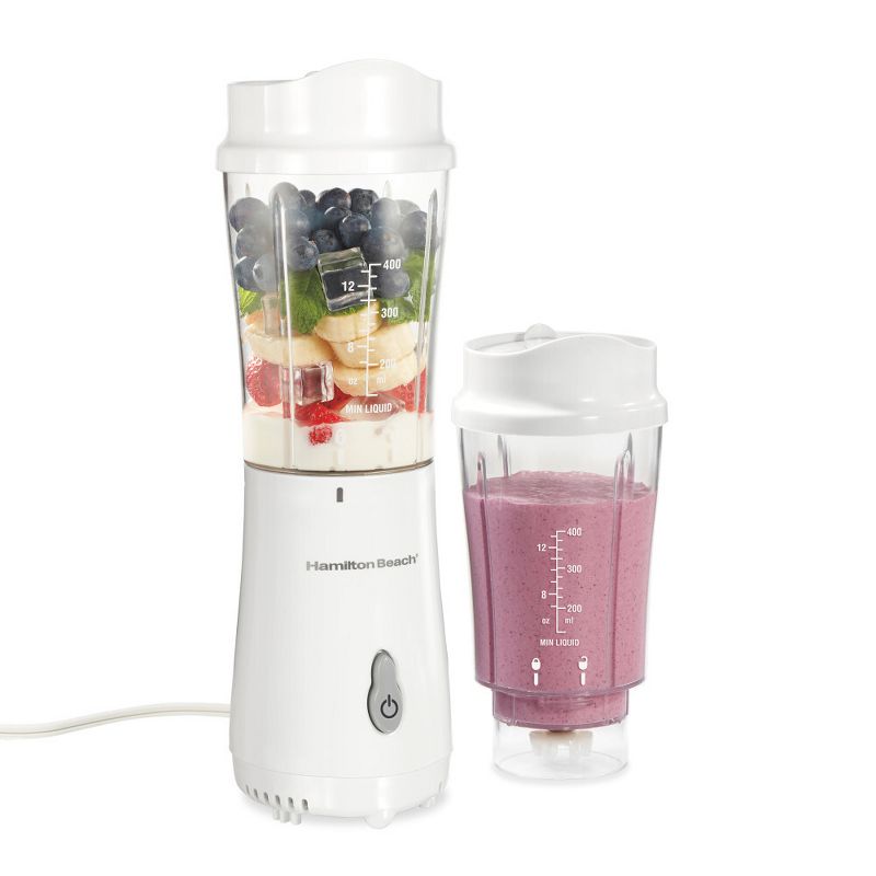 Hamilton Beach Personal Blender with 2 Jars and Travel Lids White 51102G