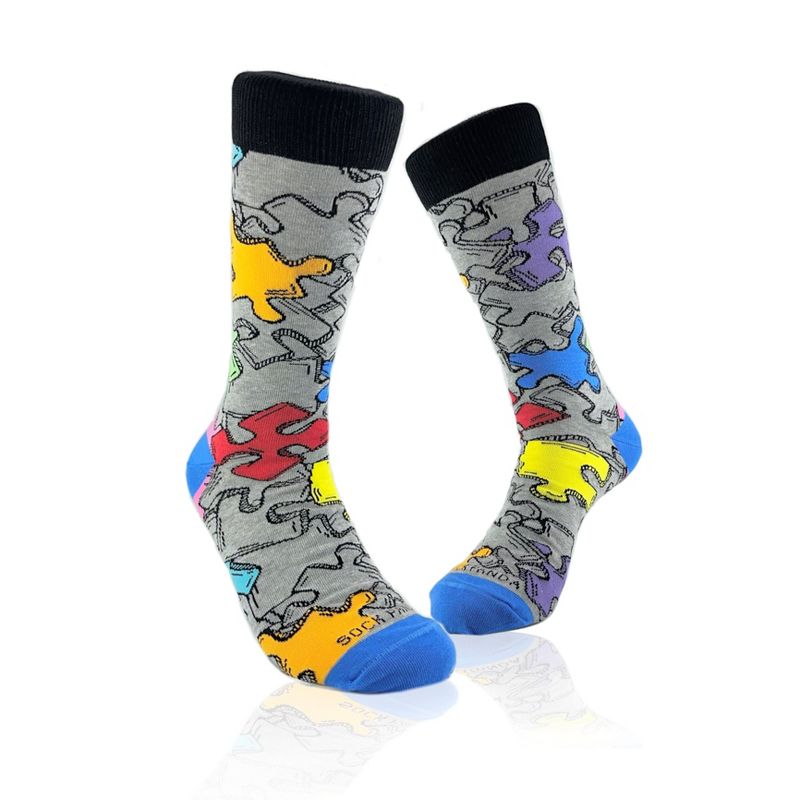 Jigsaw Puzzle Pattern Socks from the Sock Panda (Men's Sizes, Adult Large)