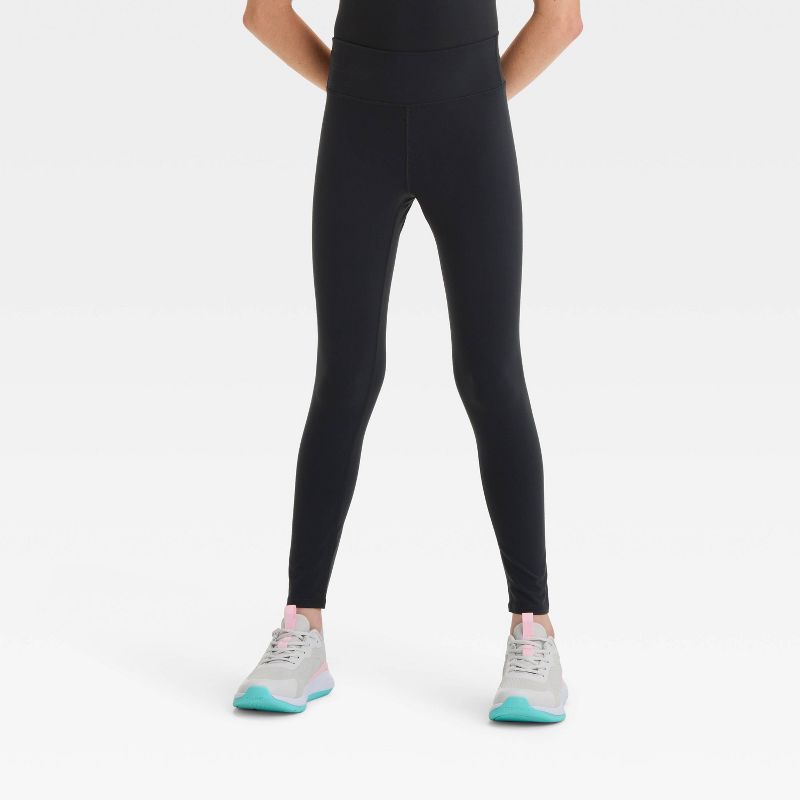 Girls' Everyday Soft Leggings - All In Motion™ Black XS
