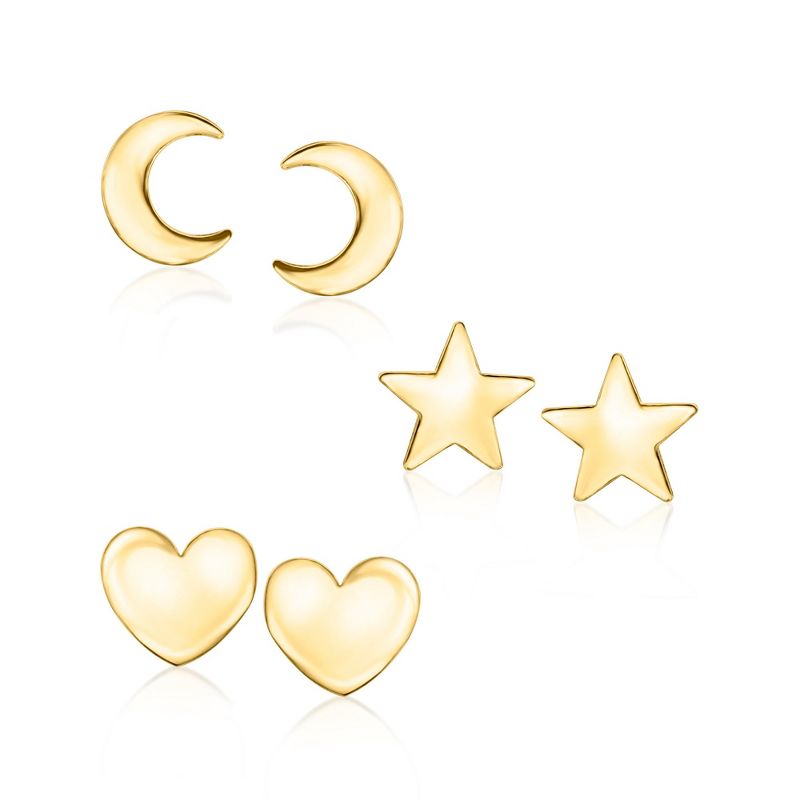 Pure Collection by Ross-Simons 18kt Gold Vermeil Jewelry Set: 3 Pairs Of Petite Symbol Earrings