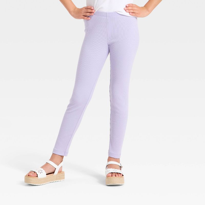 Girls' Ribbed Leggings - Cat & Jack™ Lavender M