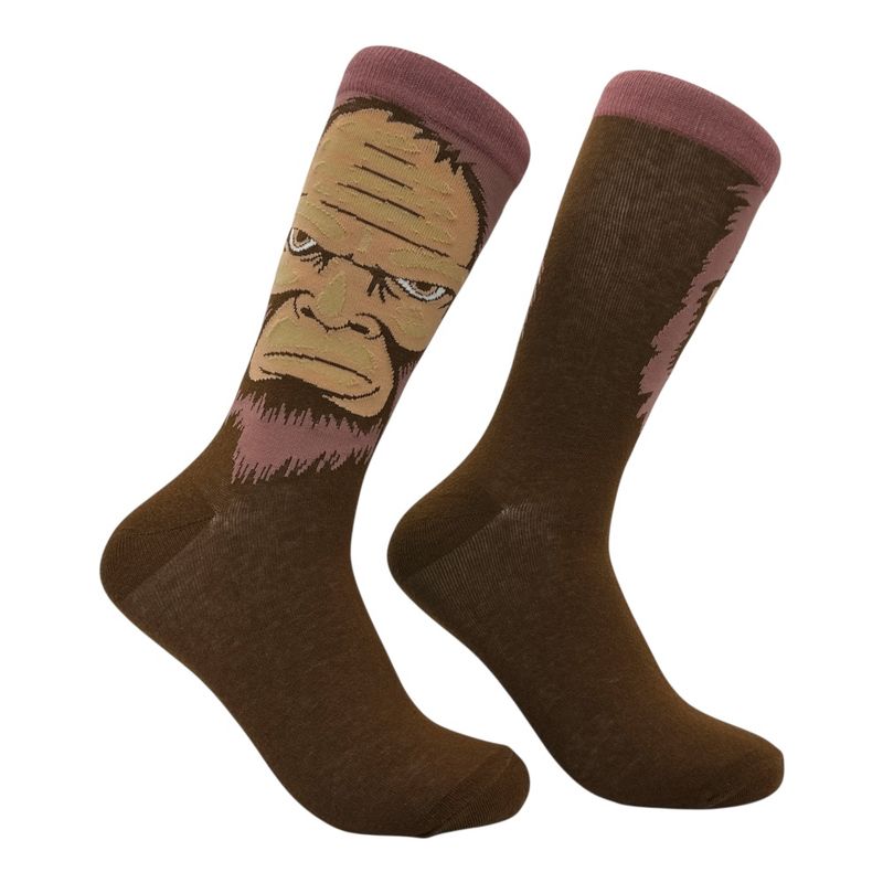 Crazy Dog Men's Bigfoot Face Socks Funny Sarcastic Sasquatch Graphic Novelty Footwear for Men