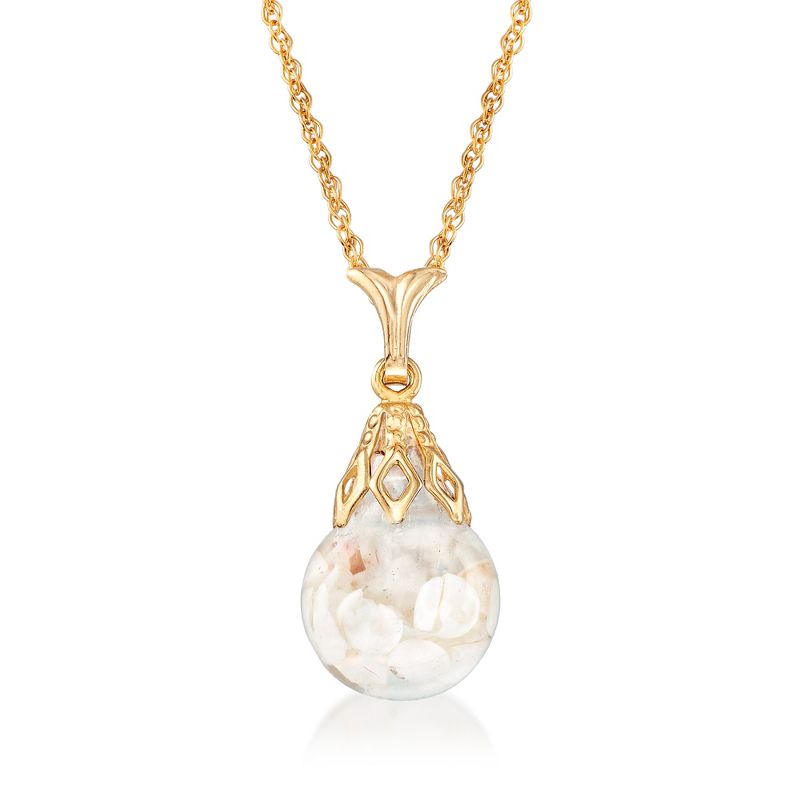 Ross-Simons Floating Opal Pendant Necklace in 14kt Yellow Gold Size 18