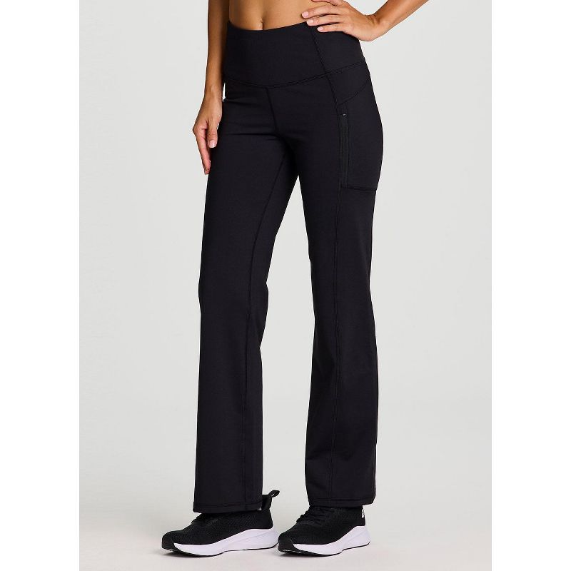 RBX Active Women's Fleece Lined Bootcut Yoga Pant Flared Legging with Zipper Pockets - Black,XL