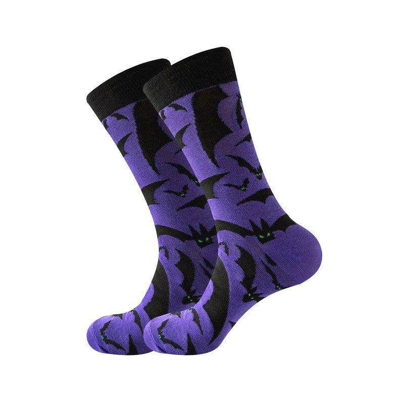 Bat Pattern Purple Socks from the Sock Panda - Great for Halloween (Men's Sizes, Adult Large)