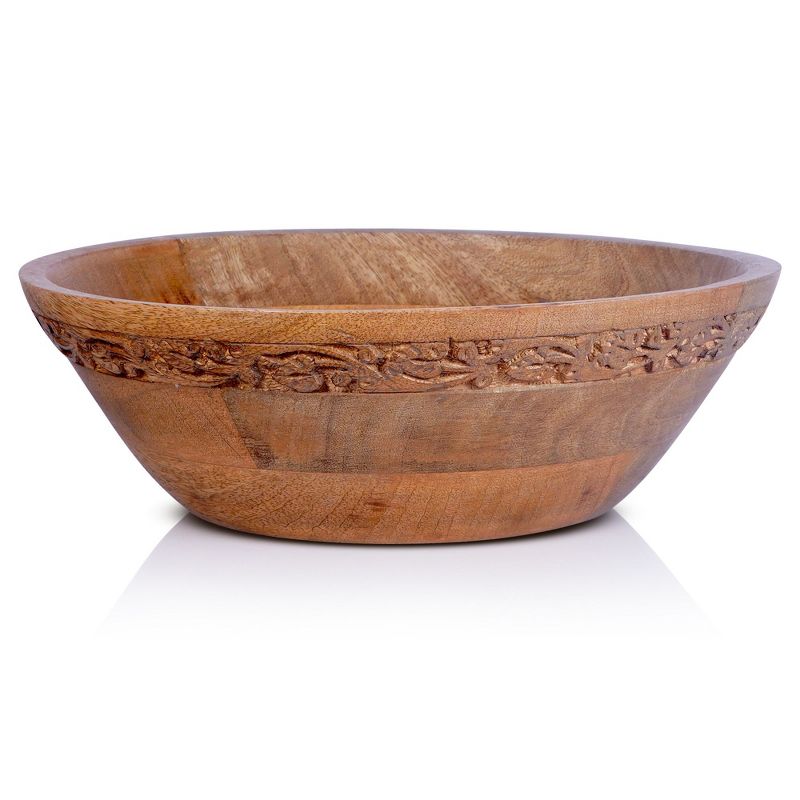 Mela Artisans Mela Artisans Wooden Serving Bowls in Medium Burnt Finish, 9x9x4"
