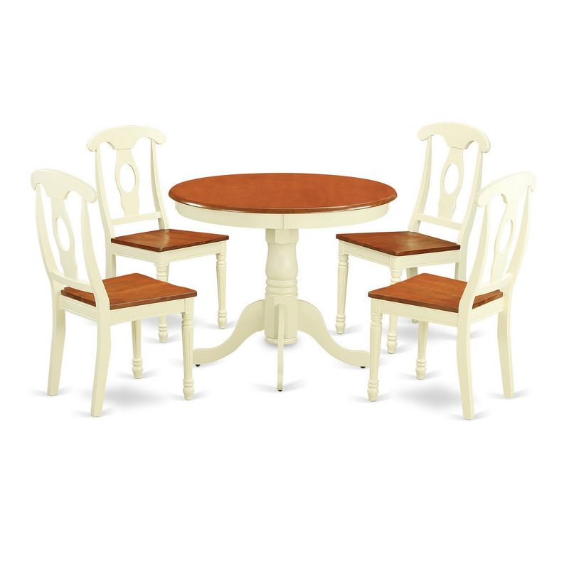 HomeStock Belmont Kitchen Dinette Set For 4-Kitchen Table And 4 Kitchen Dining Chairs, White