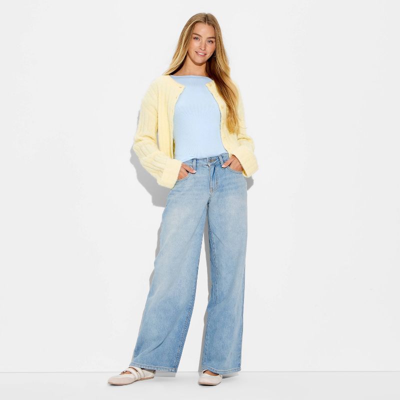 Women's Low-Rise Baggy Leg Jeans - Wild Fable™ Blue Denim 4 Long
