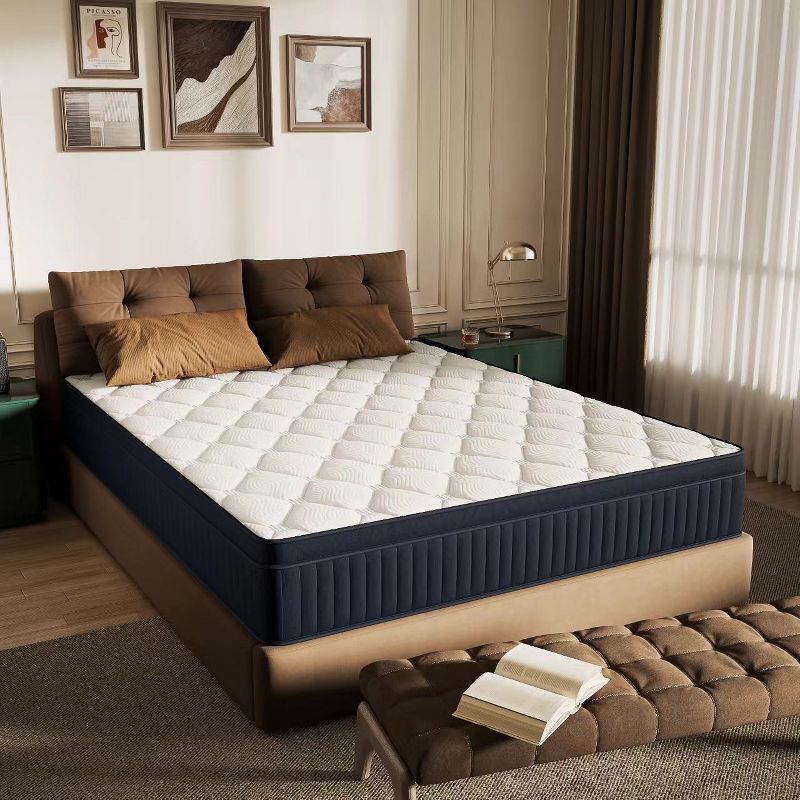 Swedrea Hybrid Mattress Queen Medium Cooling Memory Foam 10 in. Bed-in-a-Box White