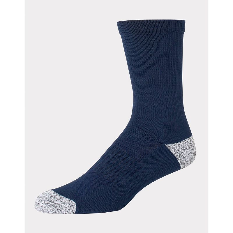 Hanes Moves Premium Men's Performance Crew Socks 4pk - Navy/Black/Gray 6-12: Moisture Wicking, Cushioned Sole, Arch Support