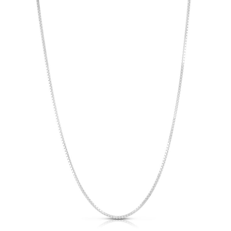 Floreo 10k White Gold 1mm Solid Box Chain Link Necklace, 18 Inch