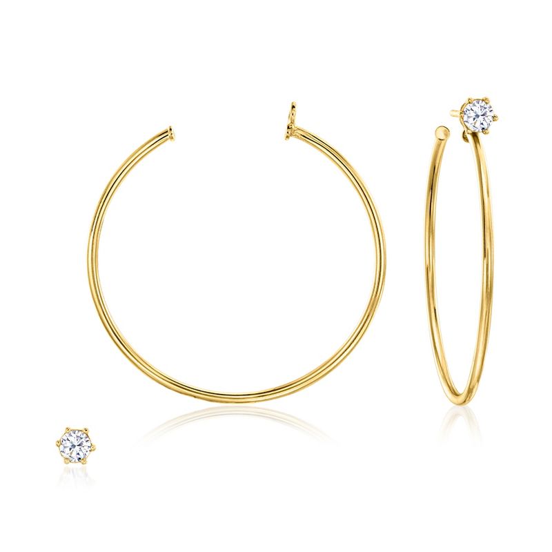 Ross-Simons Italian .50 ct. t.w. CZ Jewelry Set: Stud Earrings and Hoop Earring Jackets in 18kt Gold Over Sterling