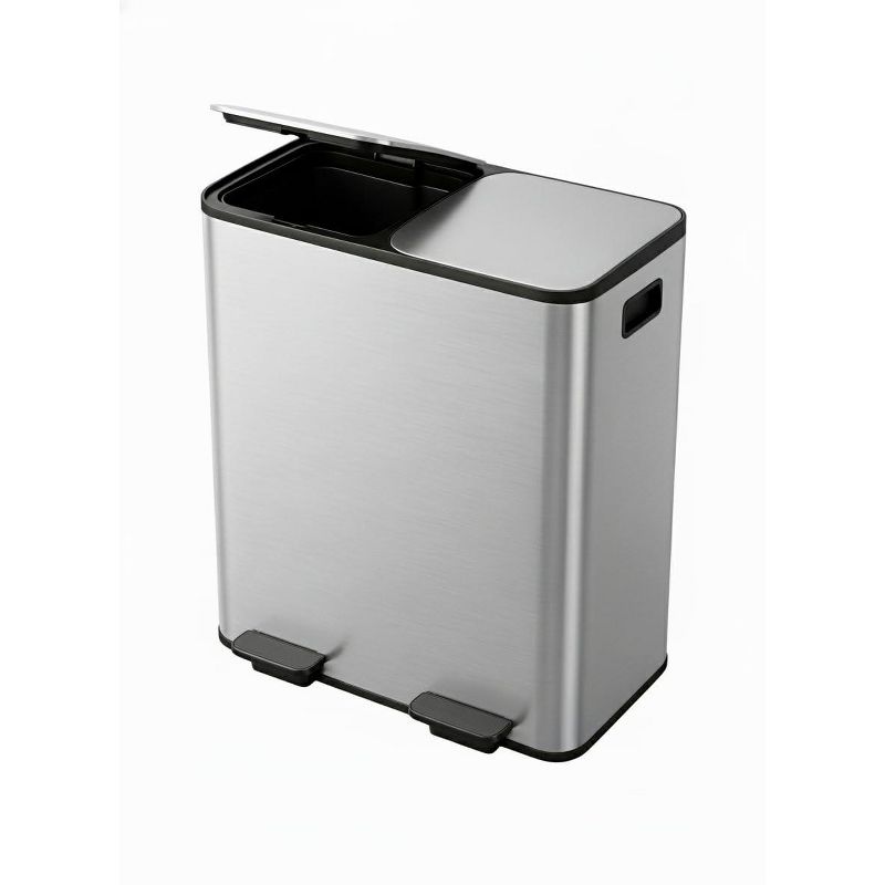 21.2 Gallon Stainless Steel Dual Trash Can,Double Compartment Garbage and Recycling Bin Combo with Metal Lid,Step-On Pedal,Removable PP Liner Buckets
