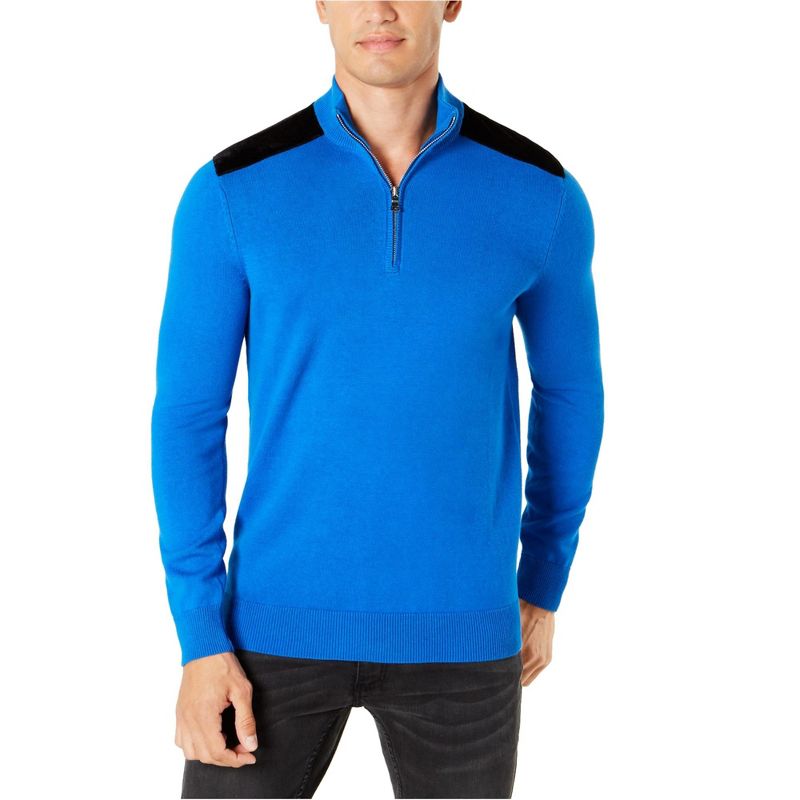 I.N.C International Concepts Mens Velvet Shoulder Knit Sweater, vibrantblue, XX-Large