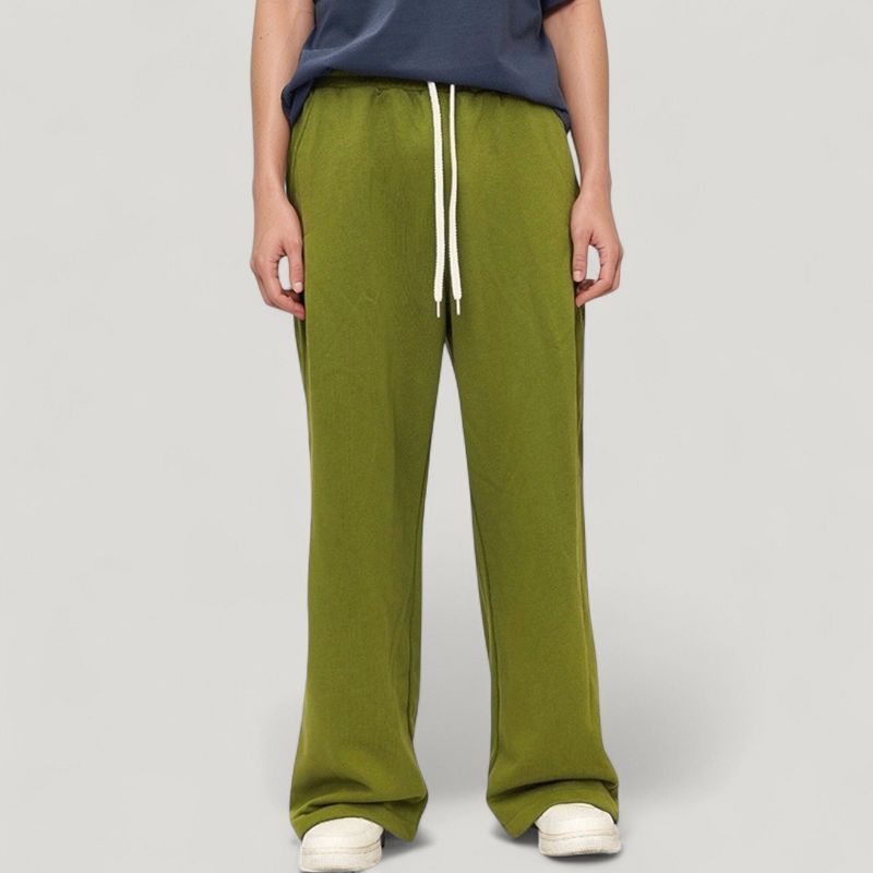 Anna-Kaci Active Men's Drawstring Waist Relaxed Fit Wide Leg Casual Sweatpants - Large, Green