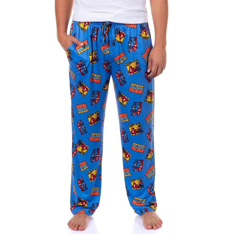 Rock 'Em Sock 'Em Men's Pajama Pants Boxing Robots Retro 80s Lounge PJ Bottom (L)
