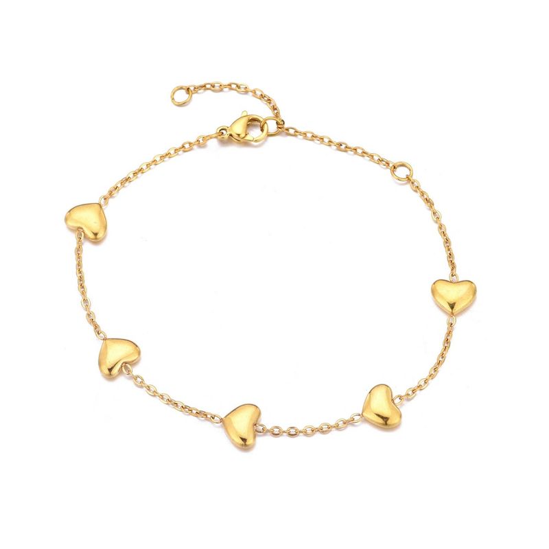 Adornia Tarnish Resistant 18k Gold Plated Heart Station Bracelet