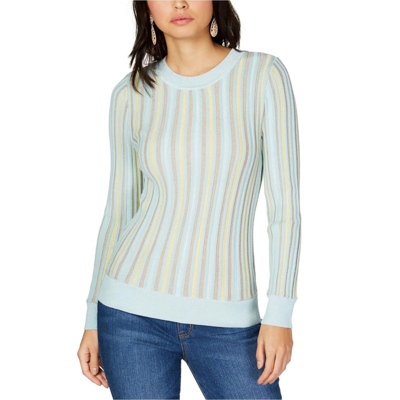 I.N.C International Concepts Womens Textured Stripe Pullover Sweater, green, X-Large