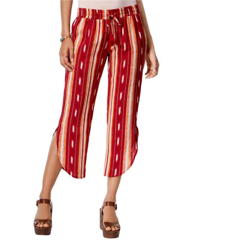 American Rag Womens Teardrop-Hem Casual Cropped Pants, bkngredcombo, X-Small