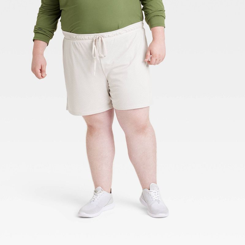 Men's Big 6" Mesh Shorts - All In Motion™ Light Taupe 3XL: Recycled Polyester, Moisture Wicking