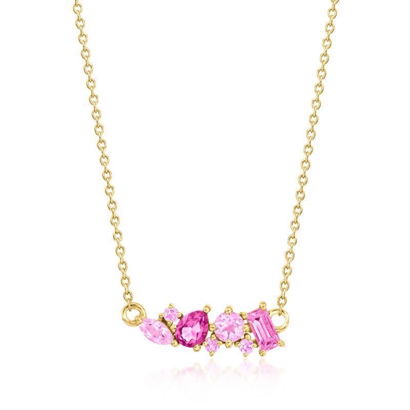 Pure Collection by Ross-Simons 0.40 ct. t.w. Tonal Pink Multi-Gemstone Necklace in 14kt Yellow Gold Size 16