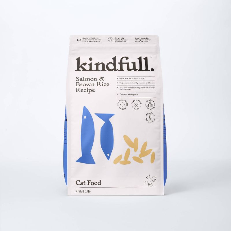 Salmon and Brown Rice Recipe Flavor Dry Cat Food - Kindfull™ 7lbs