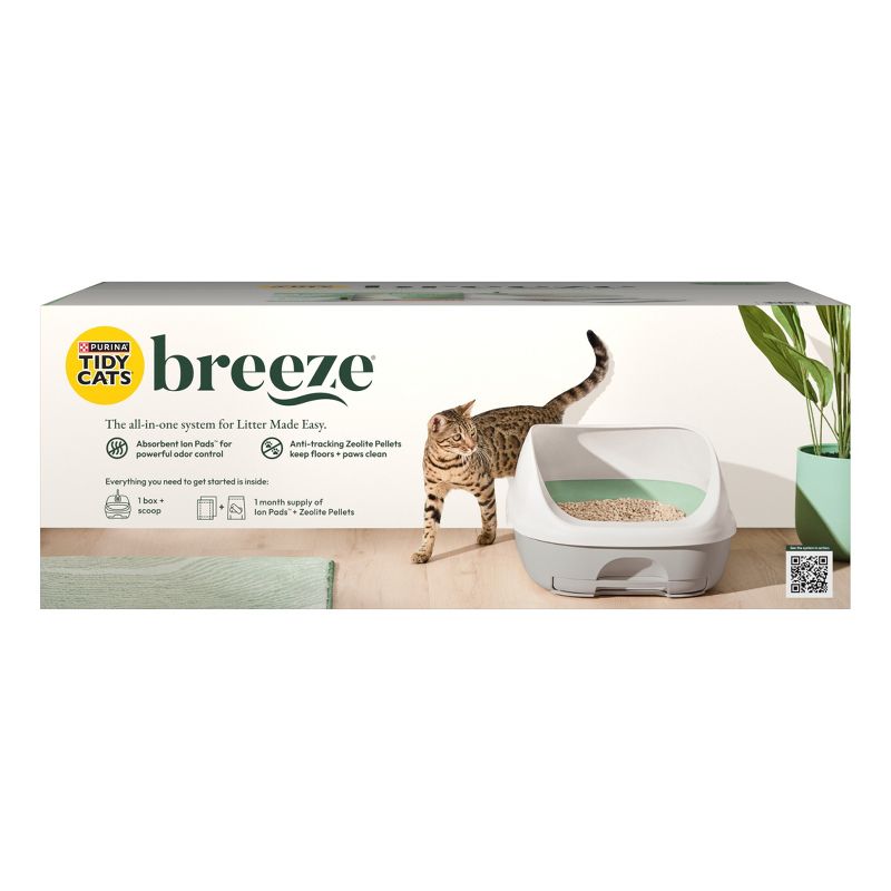 Purina Tidy Cats BREEZE Litter Box System Starter Kit Odor Control Litter Box, Litter Pellets & Pads - 7.8lbs